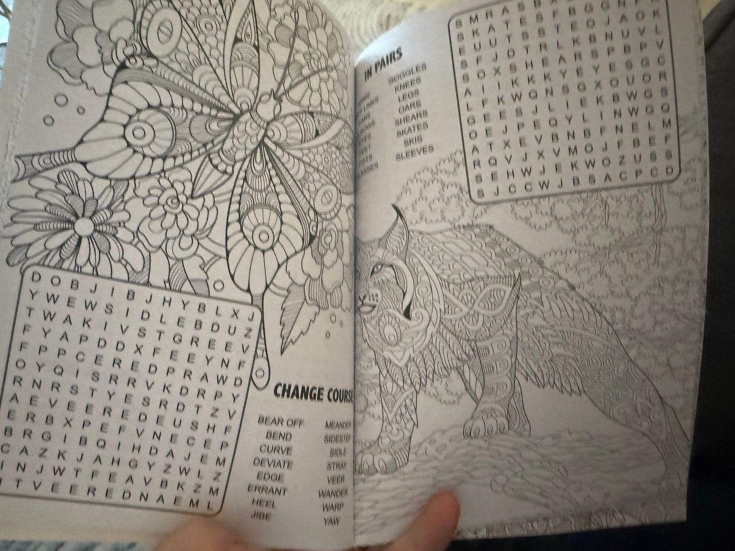 Mindful colouring and word search
