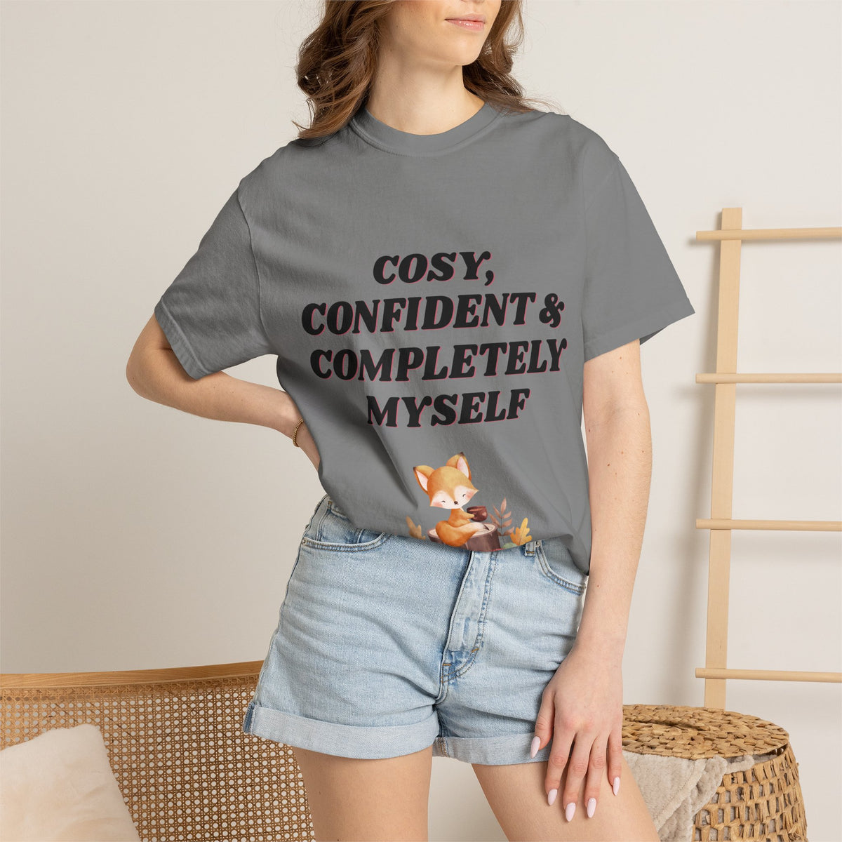 Cozy Confident Fox T-Shirt — "Cosy; Confident & Completely Myself"