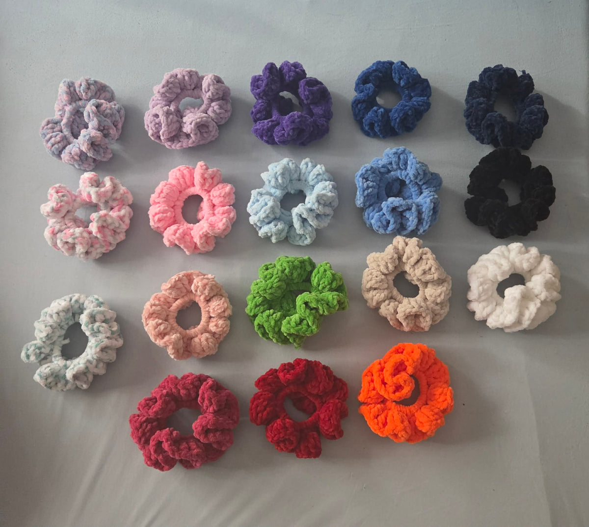 Handmade hair scrunchies - click to choose colour