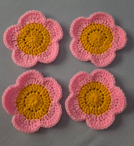 Handmade flower coasters set of 4