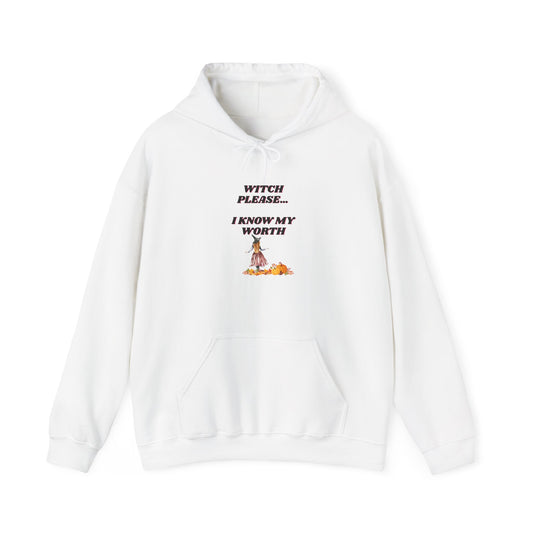 Witch Please I Know My Worth Hoodie – Feminine Empowerment Graphic Hoodie