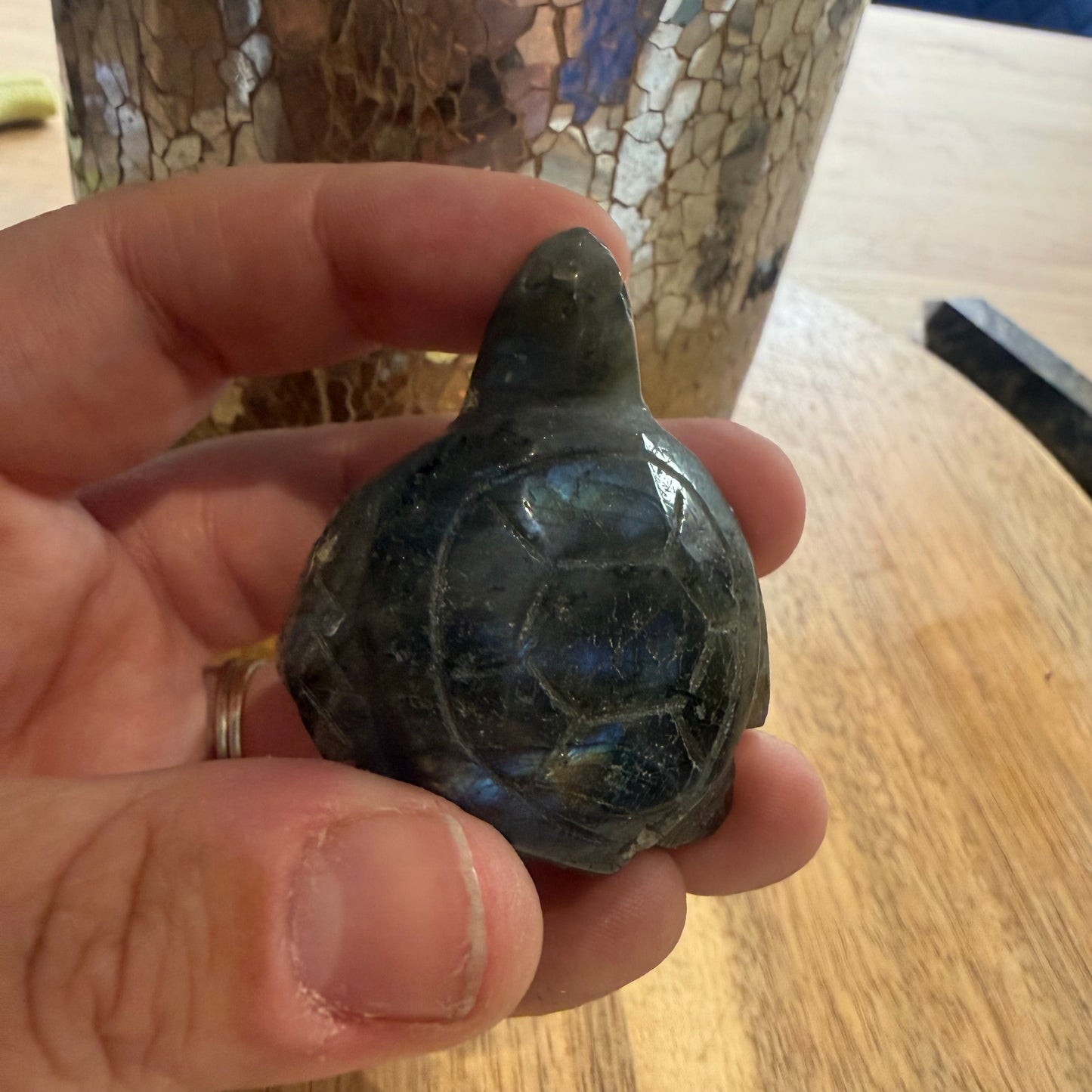 Mini labradorite turtle