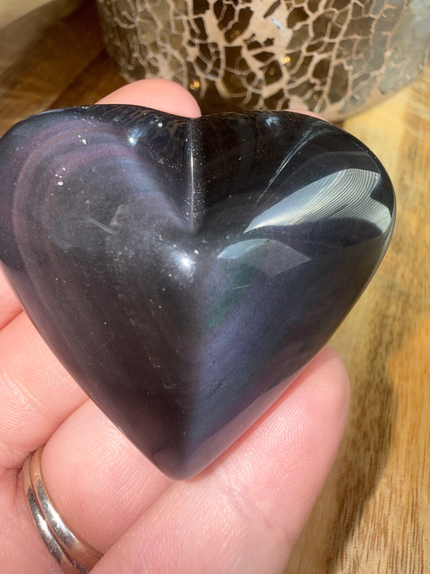 Rainbow obsidian heart C