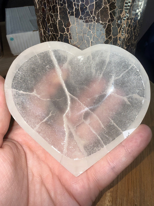 Selenite heart bowl